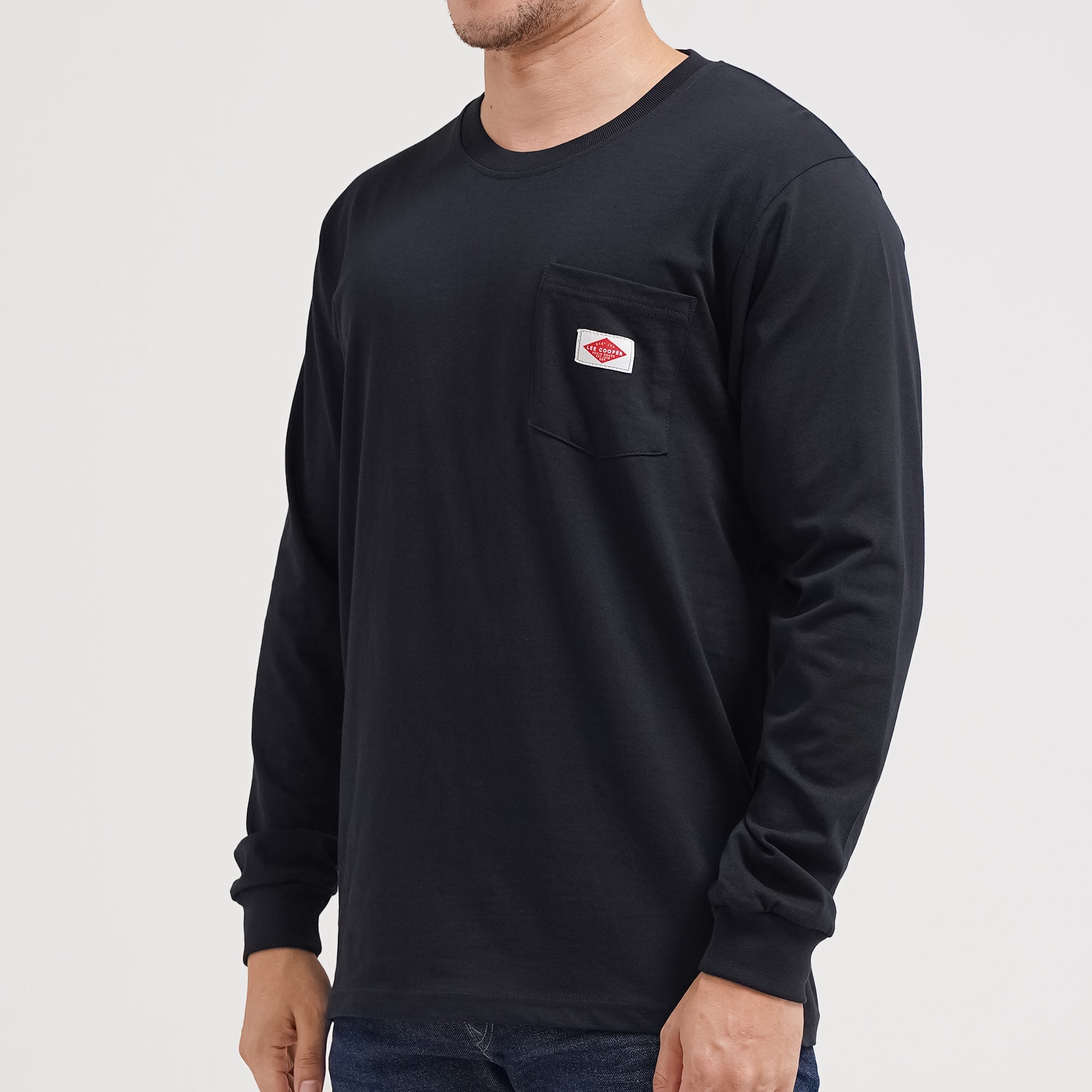 Lee Cooper Long Sleeve Label Logo Long Black