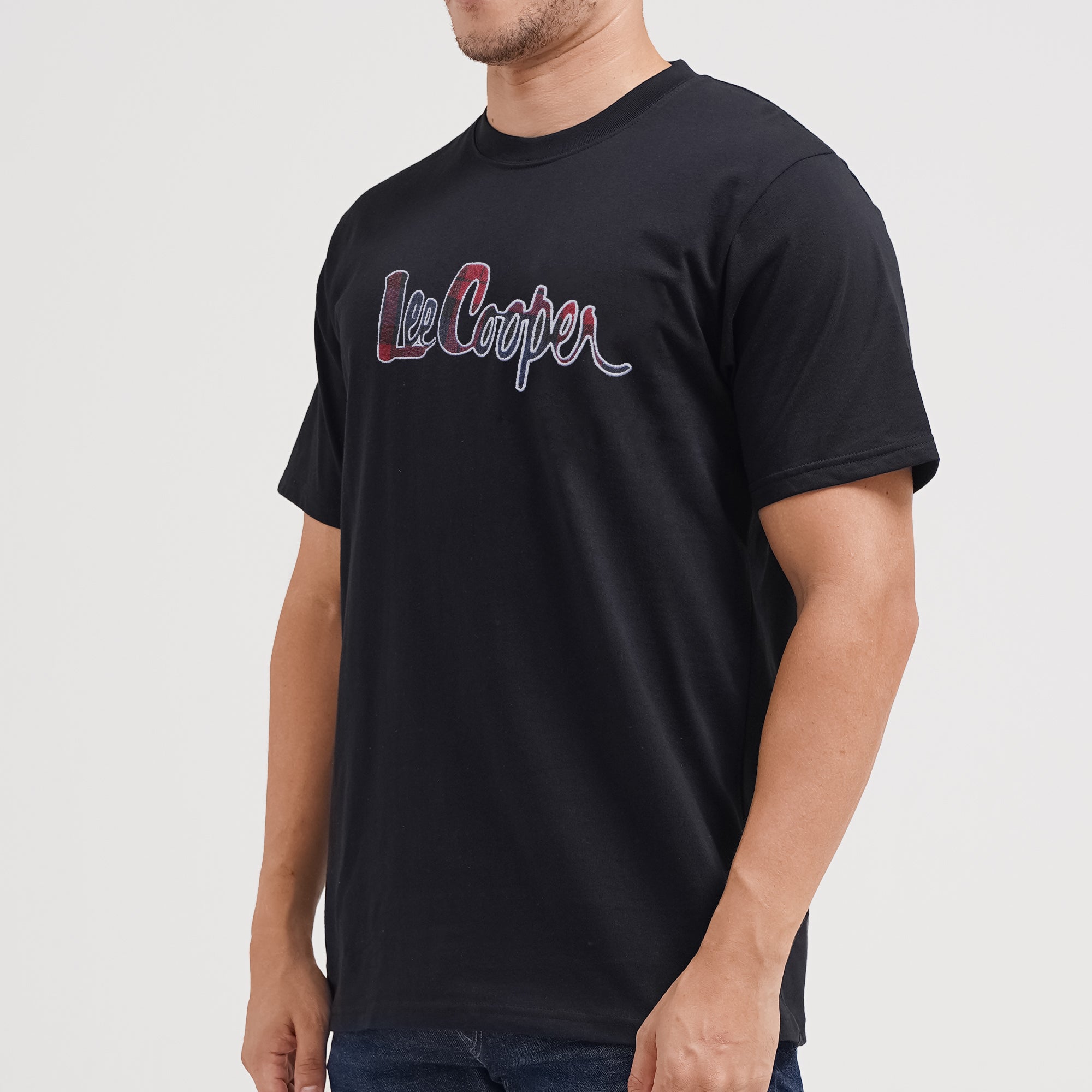 Lee Cooper T-Shirt Logotype Tartan Black
