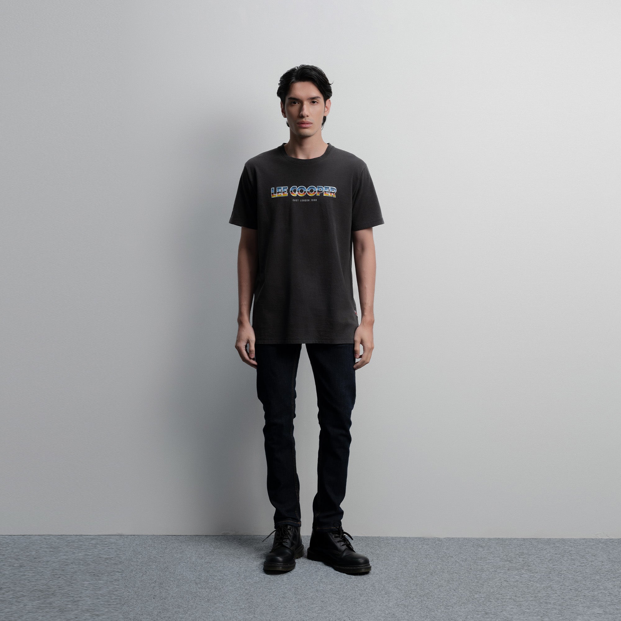 Lee Cooper T-Shirt Retro Chrome Typography Black