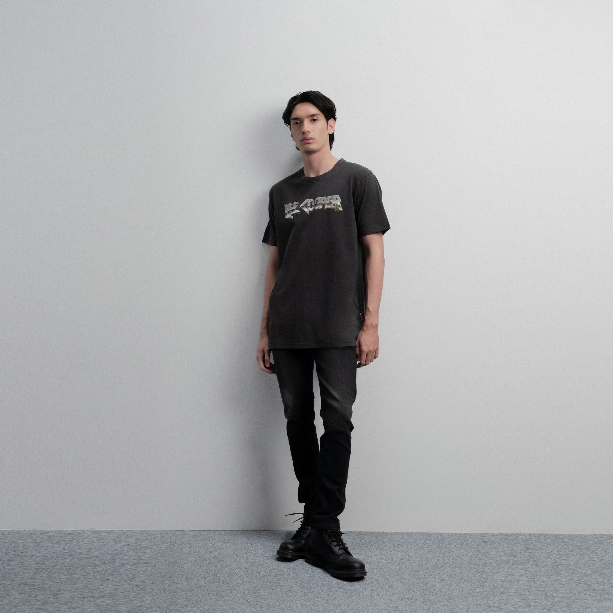 Lee Cooper T-Shirt Vintage Chrome Typography Black