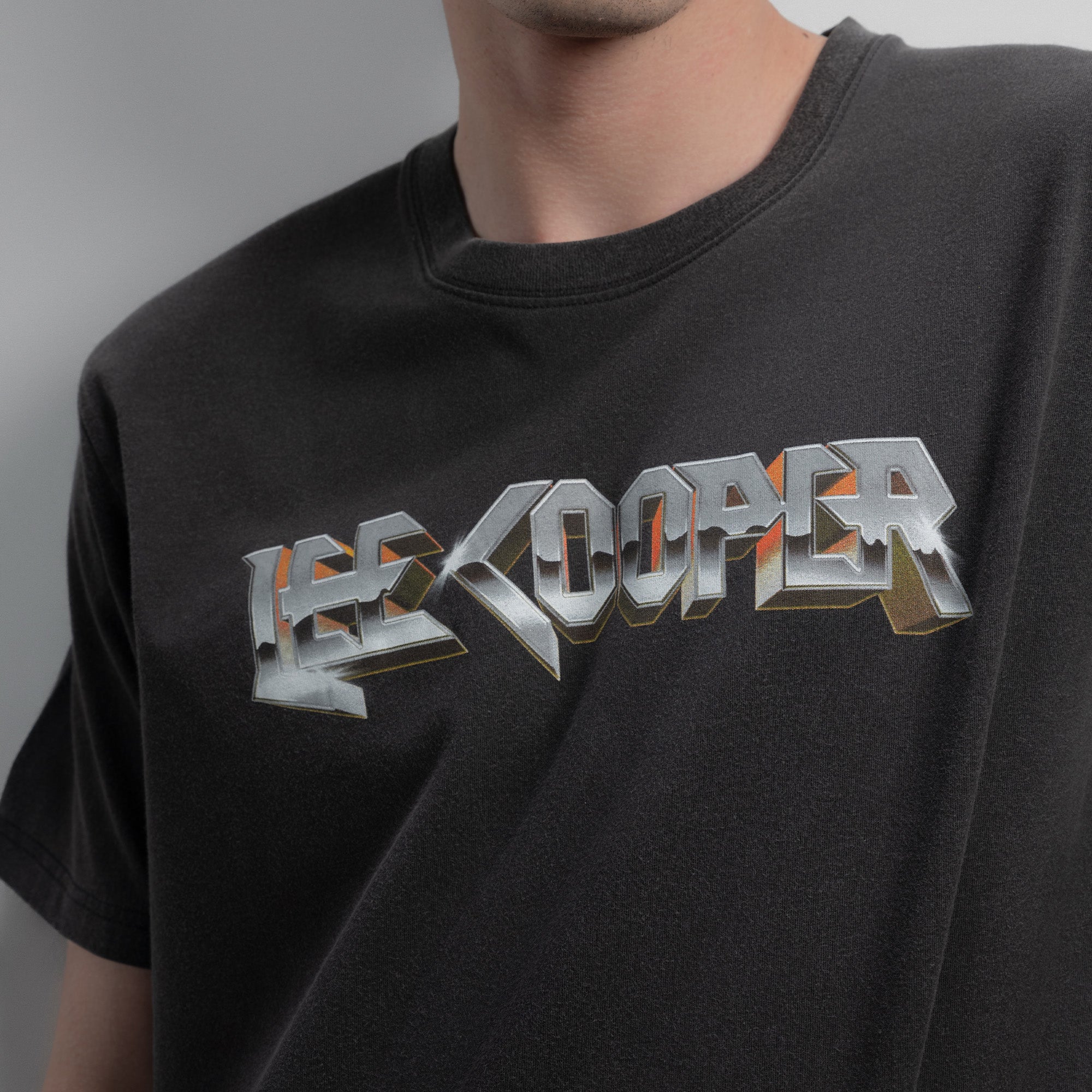 Lee Cooper T-Shirt Vintage Chrome Typography Black