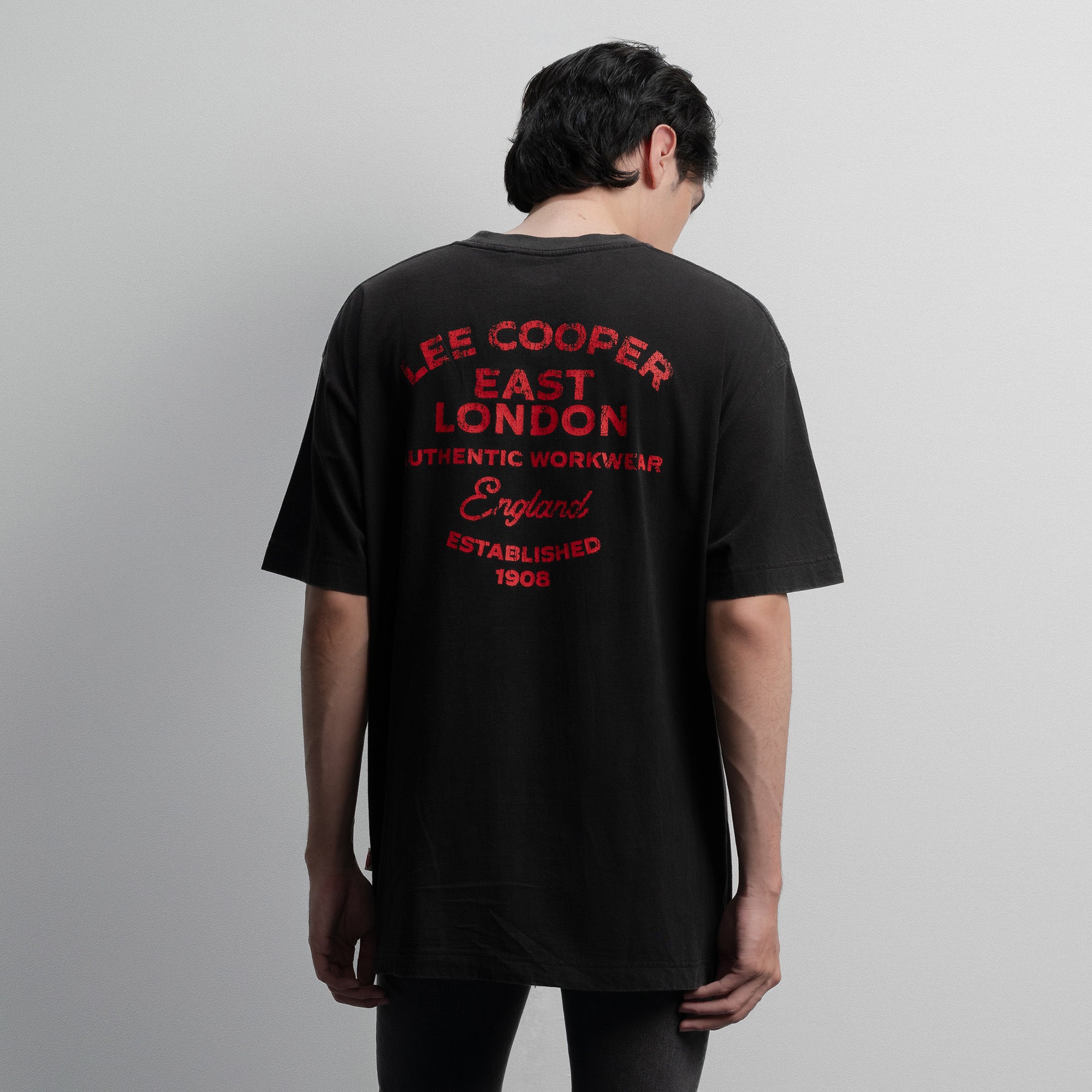 Lee Cooper Oversized T-Shirt Cracking Typography Black