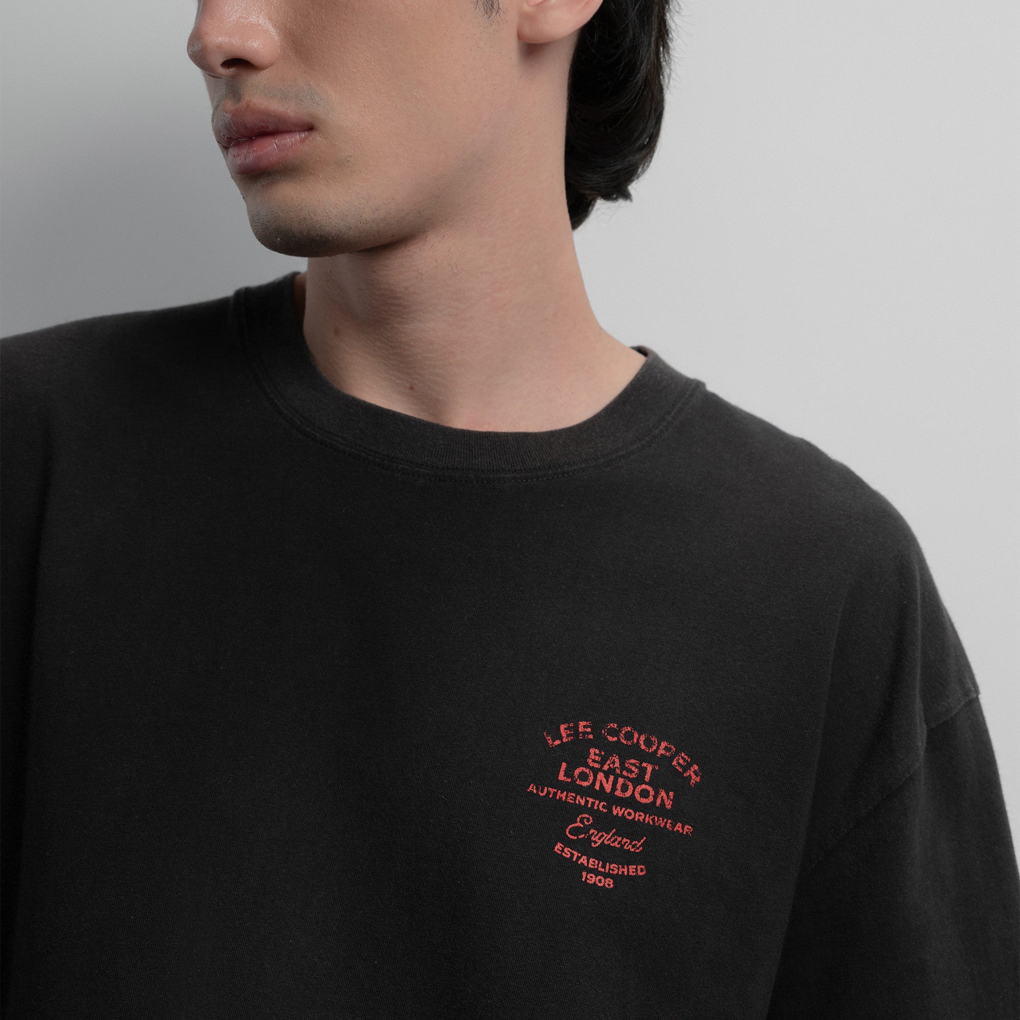Lee Cooper Oversized T-Shirt Cracking Typography Black