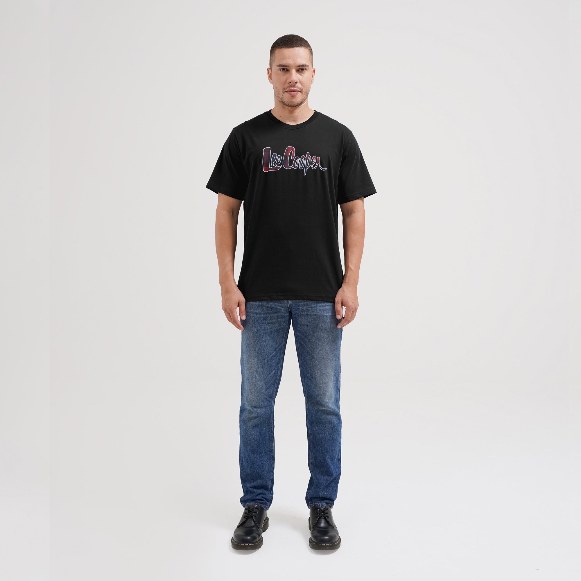 Lee Cooper T-Shirt Logotype Tartan Black