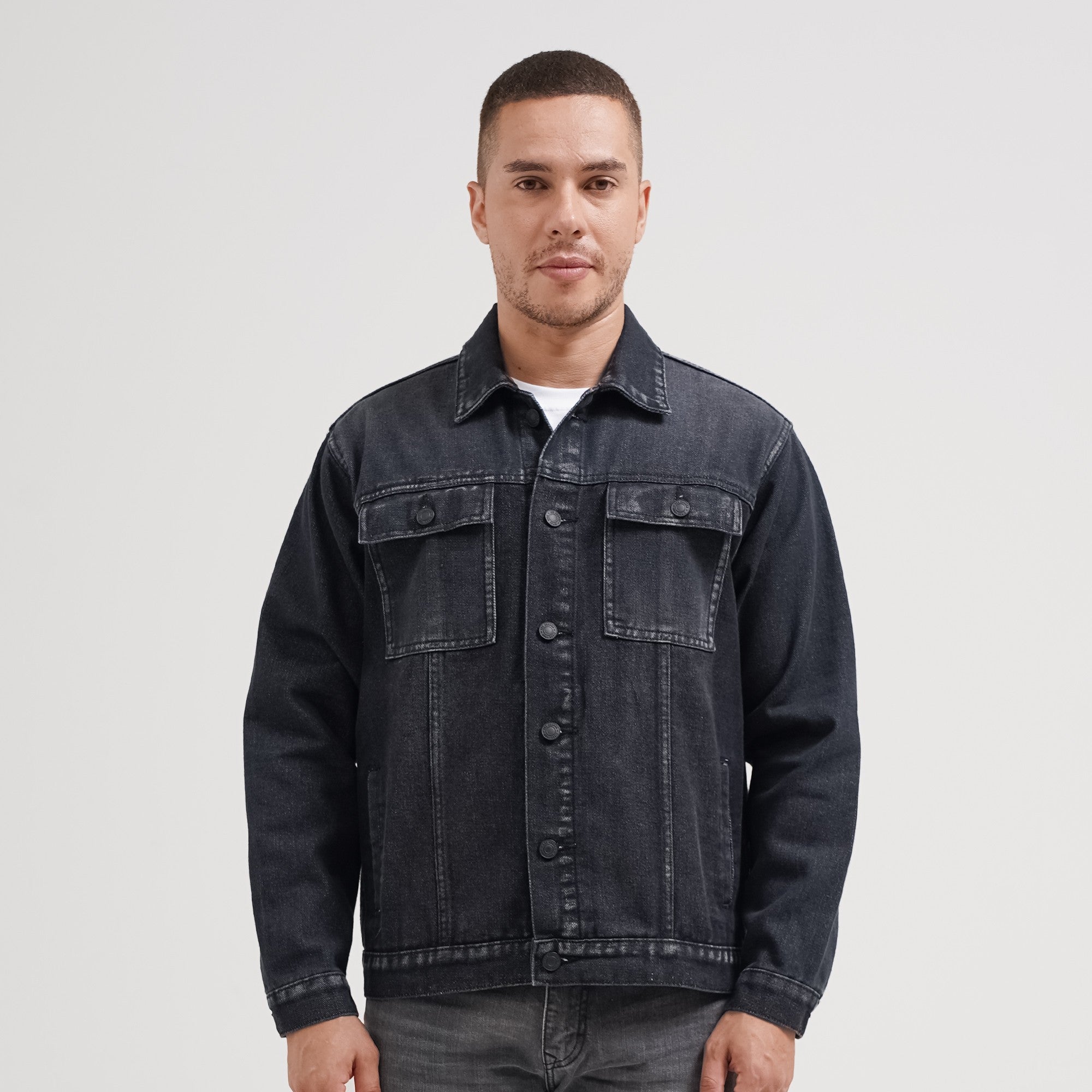 Lee Cooper Long Jacket Hunter Worn Dark Black