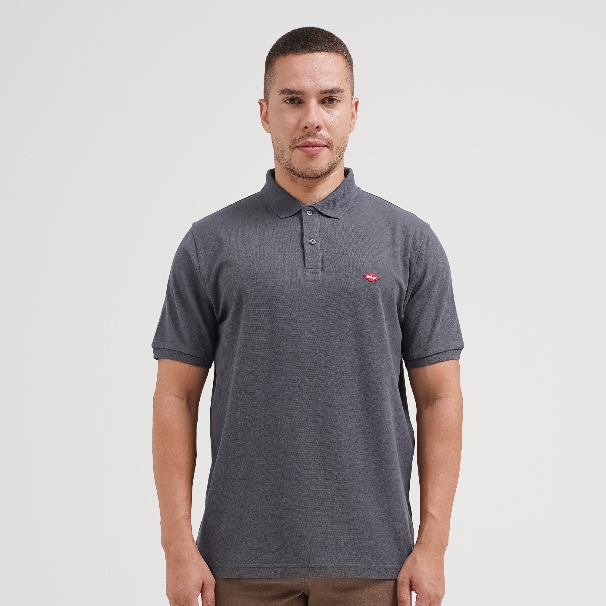 Lee Cooper Polo Shirt Basic Diamond Logo Dark Grey
