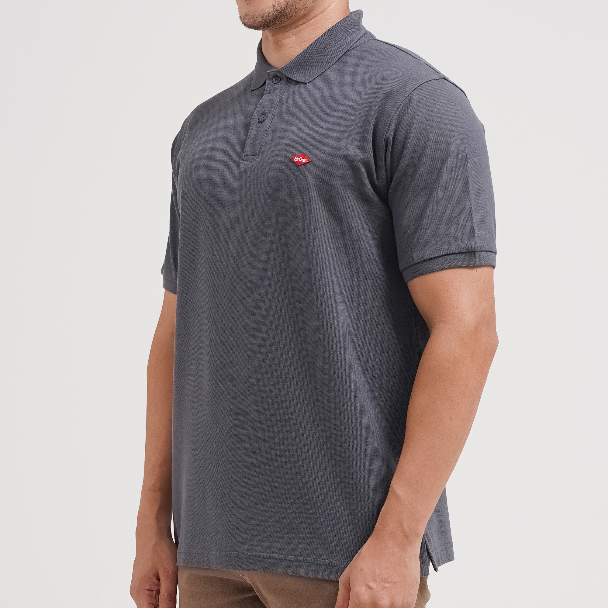 Lee Cooper Polo Shirt Basic Diamond Logo Dark Grey