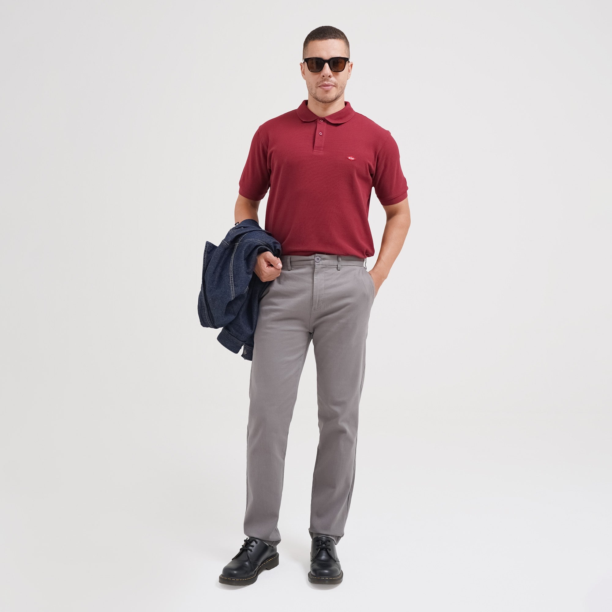 Lee Cooper Polo Shirt Basic Diamond Logo Maroon