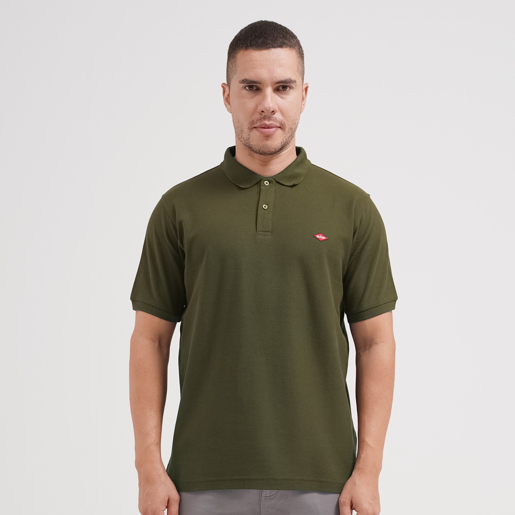 Lee Cooper Polo Shirt Basic Diamond Logo Uniform Green