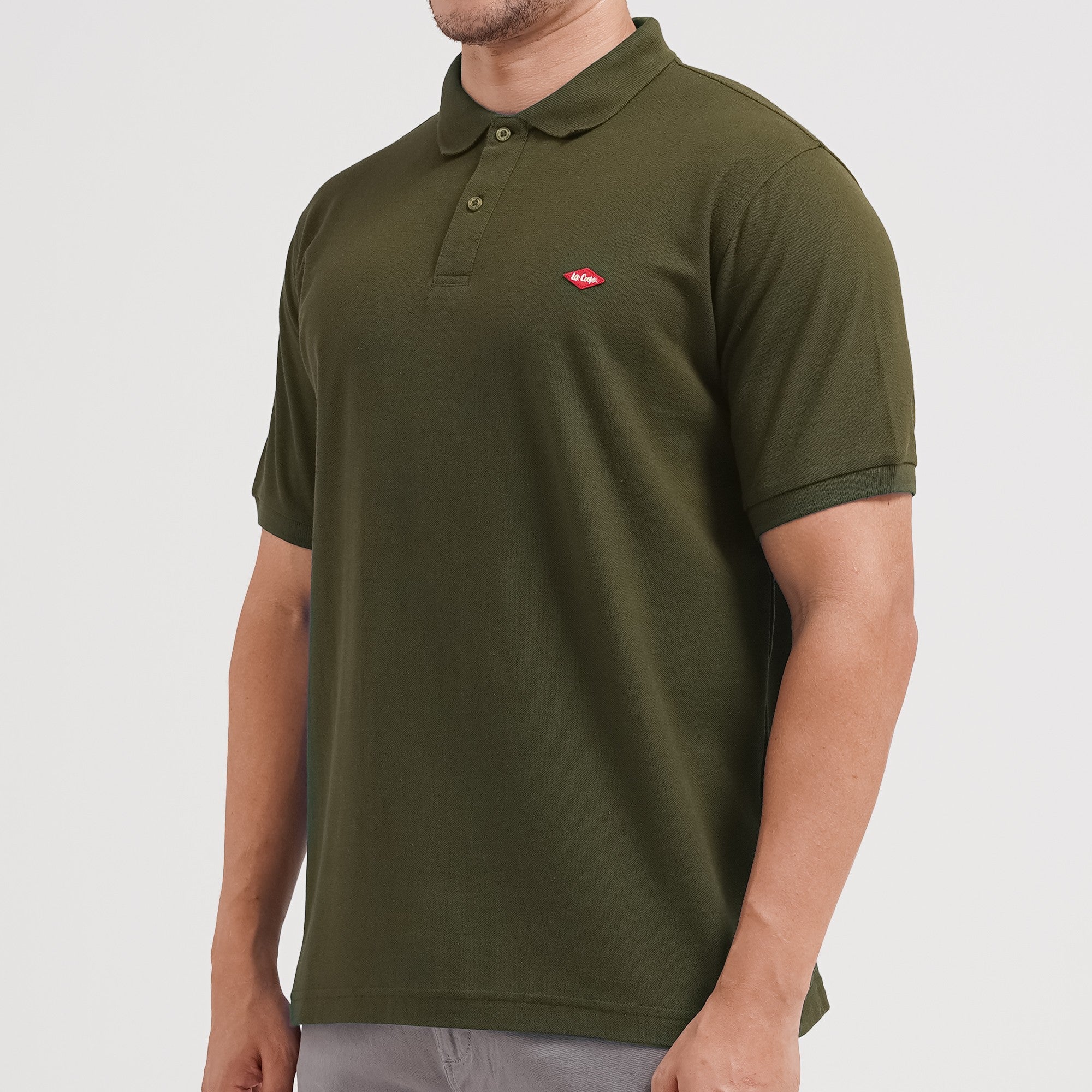 Lee Cooper Polo Shirt Basic Diamond Logo Uniform Green