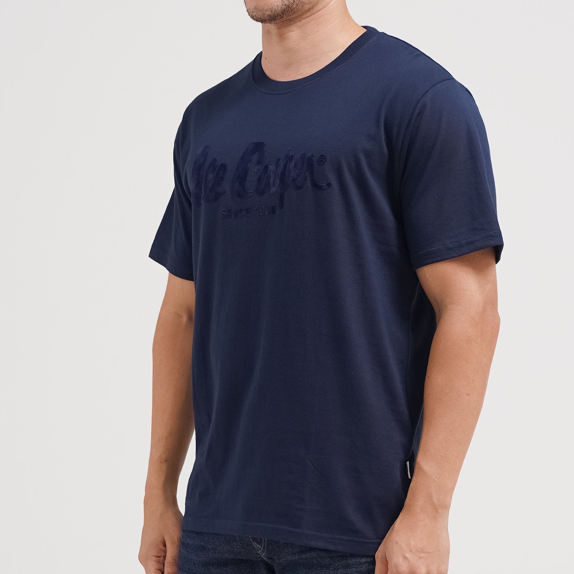 Lee Cooper T-shirt Logo Type Navy on Navy TS04
