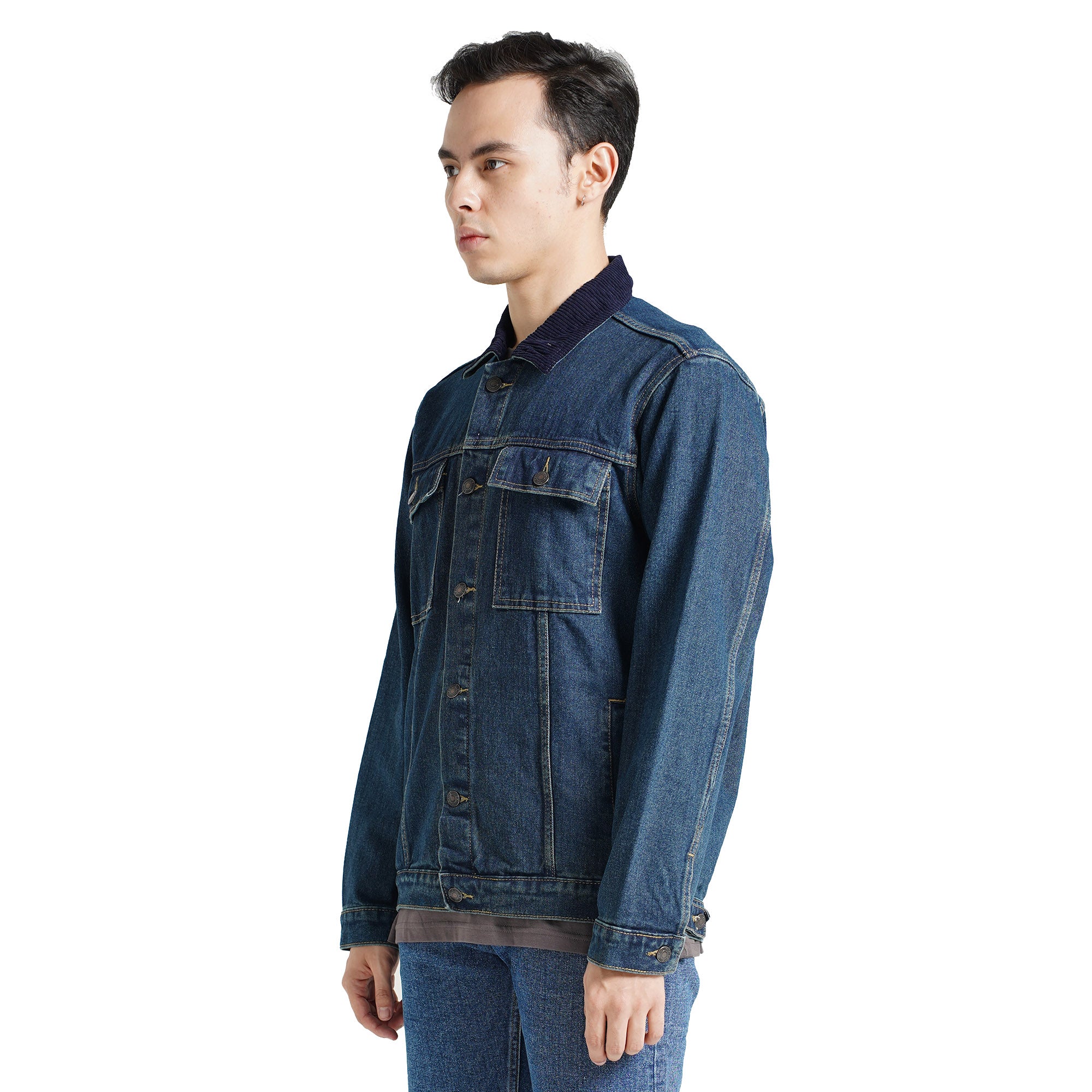LEE COOPER JACKET TRUCKER CORDUROY WORN DARK BLUE