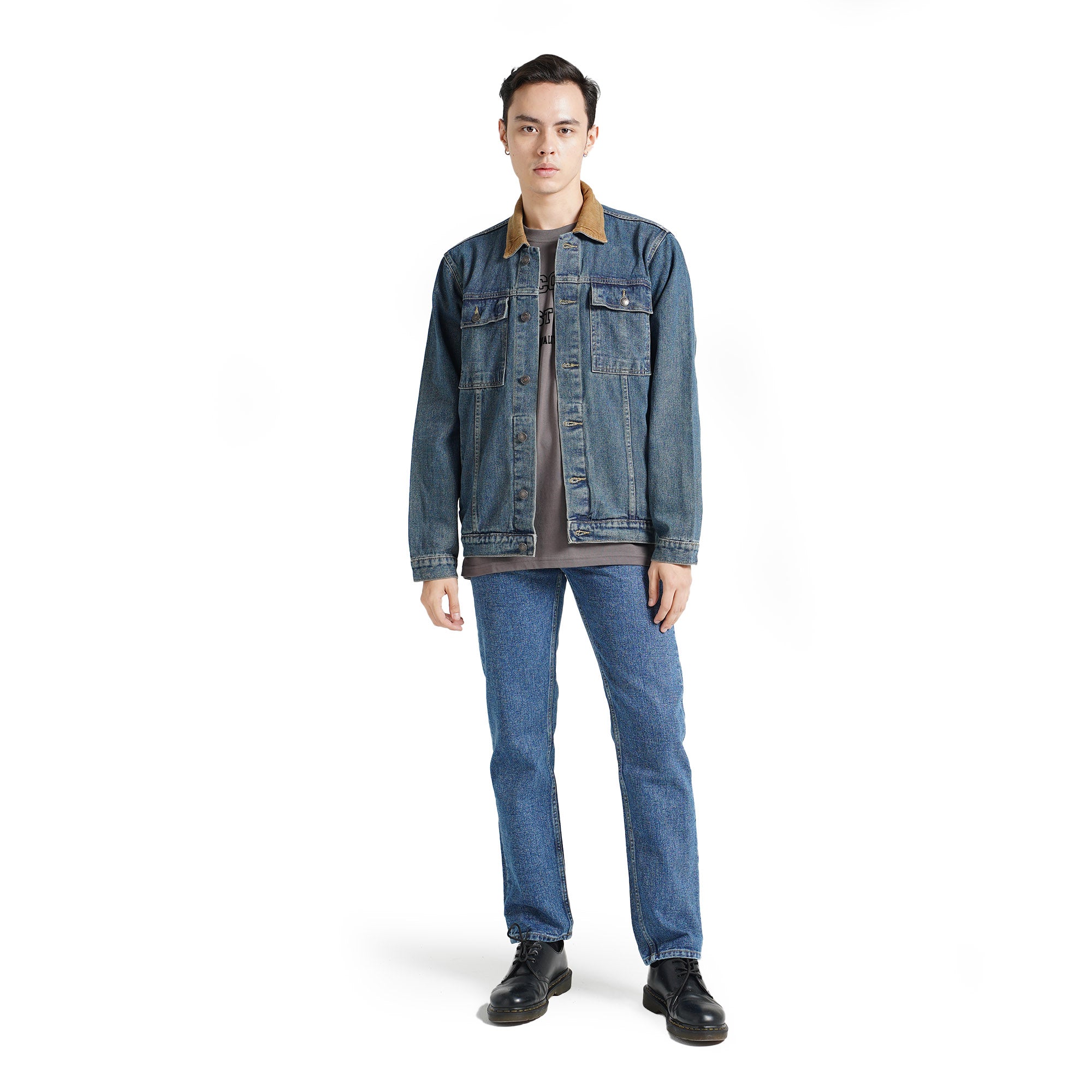 LEE COOPER JACKET TRUCKER CORDUROY WORN MEDIUM BLUE