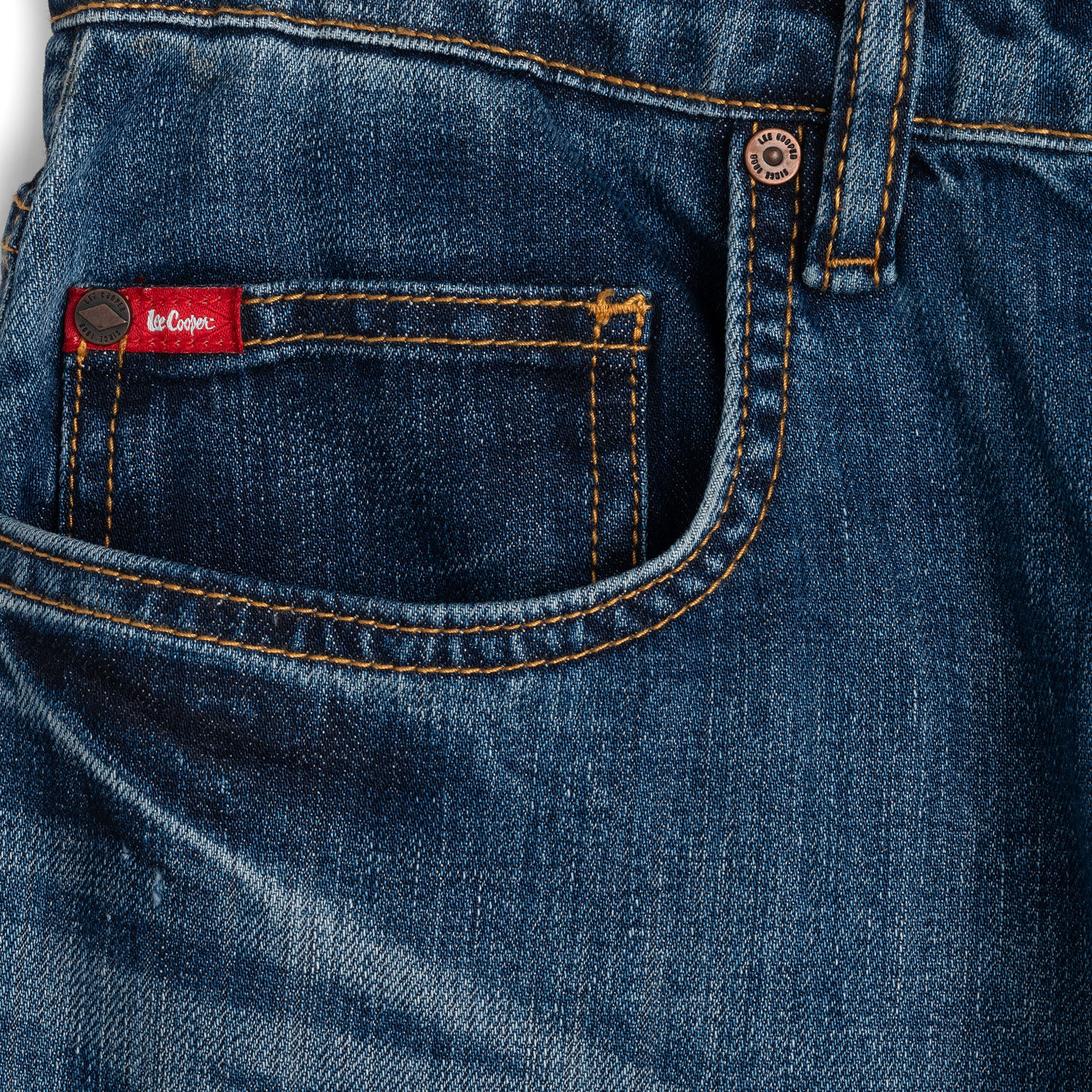 Lee Cooper Tapered Fit Jeans Arthur Worn Medium Blue Zone