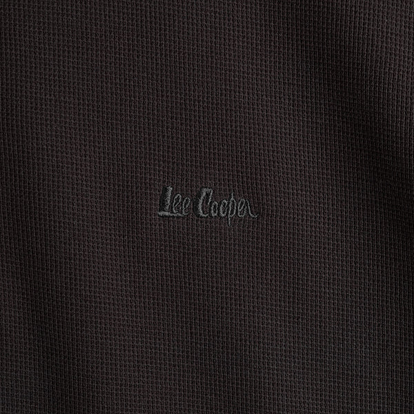 Lee Cooper T-Shirt Henley Buttoned Waffle Dark Grey