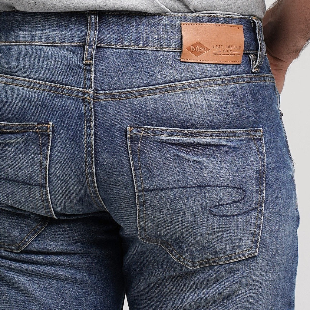 Lee Cooper Jeans Arthur Worn Medium Blue Non Stretch