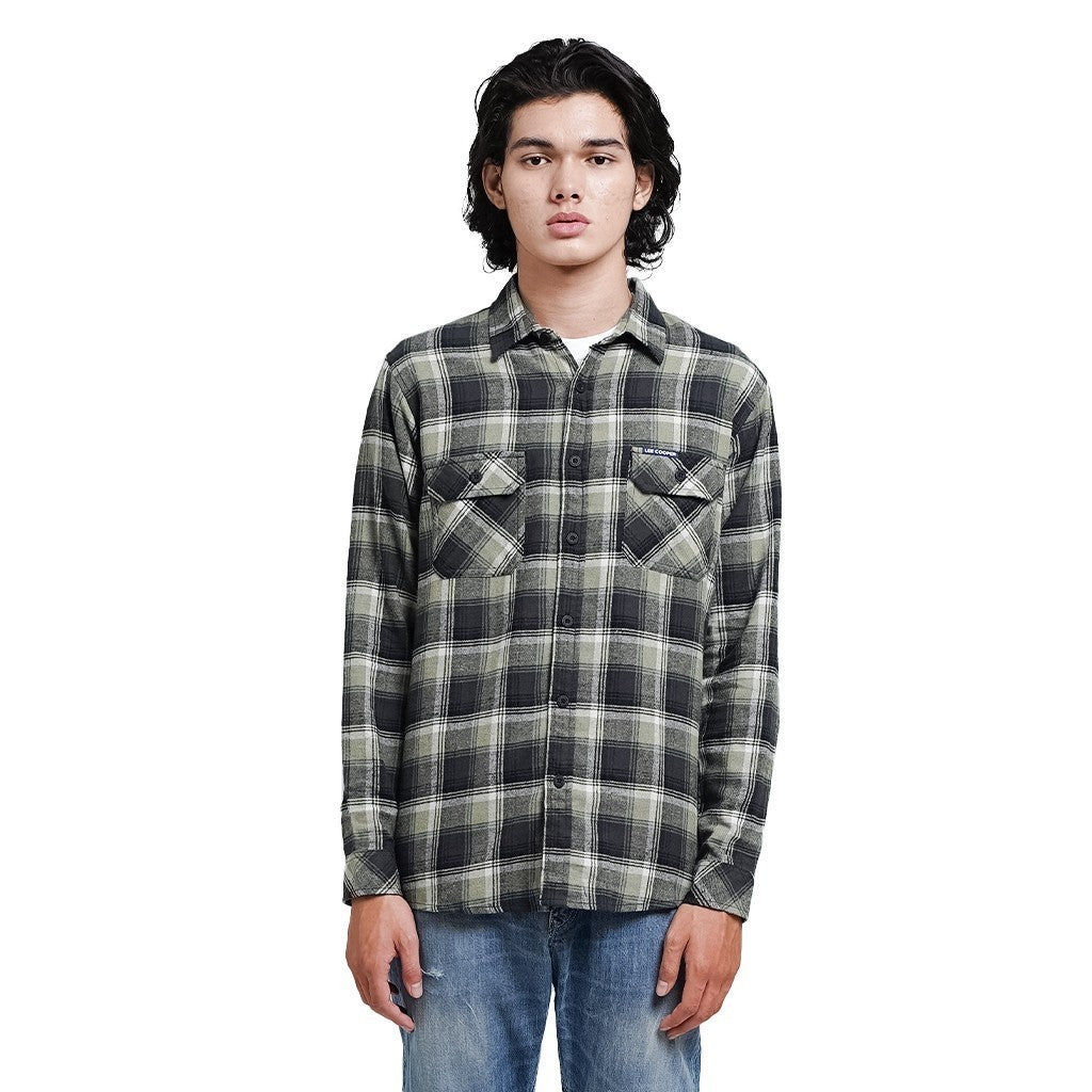 Lee Cooper Long Shirt Flannel Aldred Olive