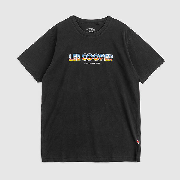 Lee Cooper T-Shirt Retro Chrome Typography Black