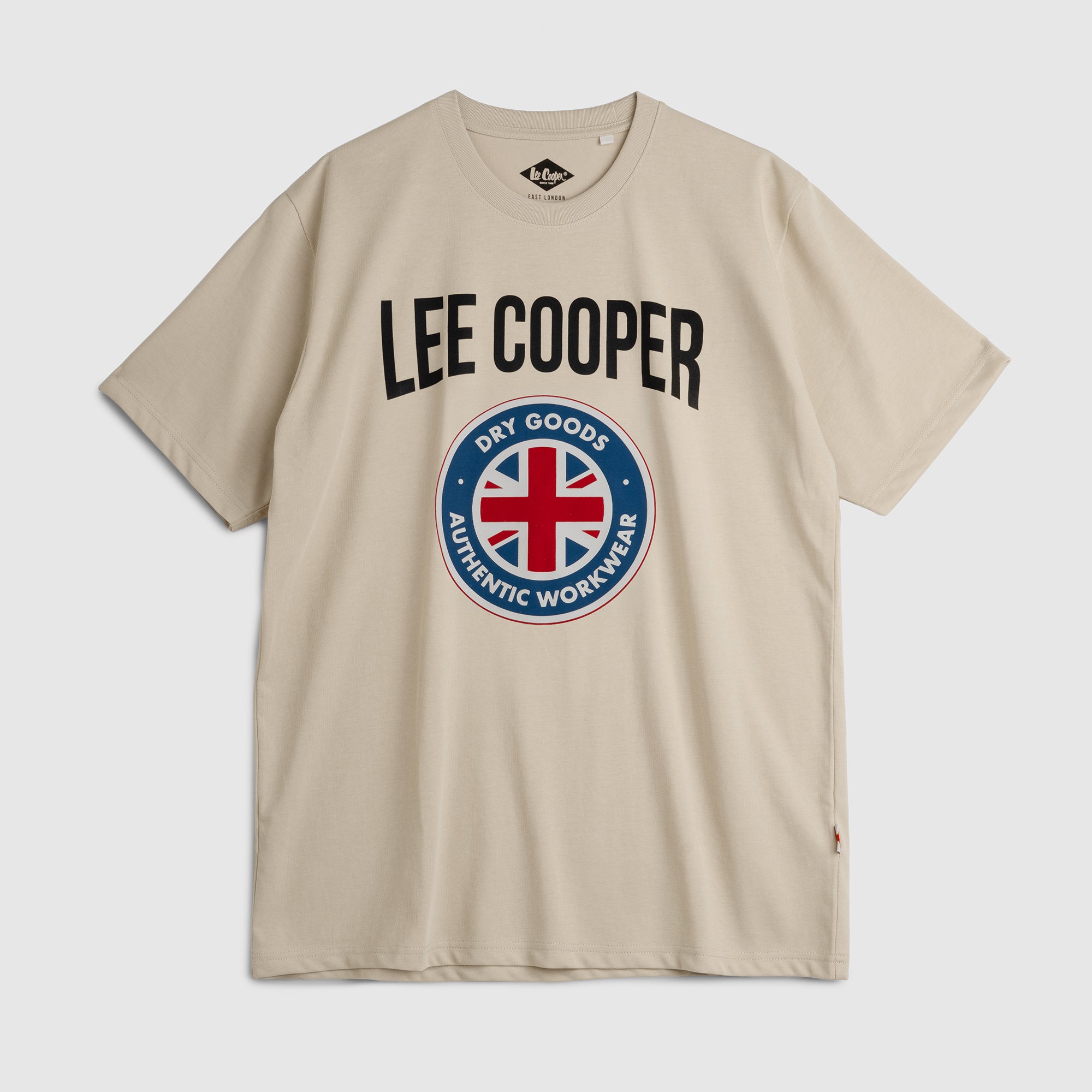 Lee Cooper T-Shirt Union Jack Patch Biscuit