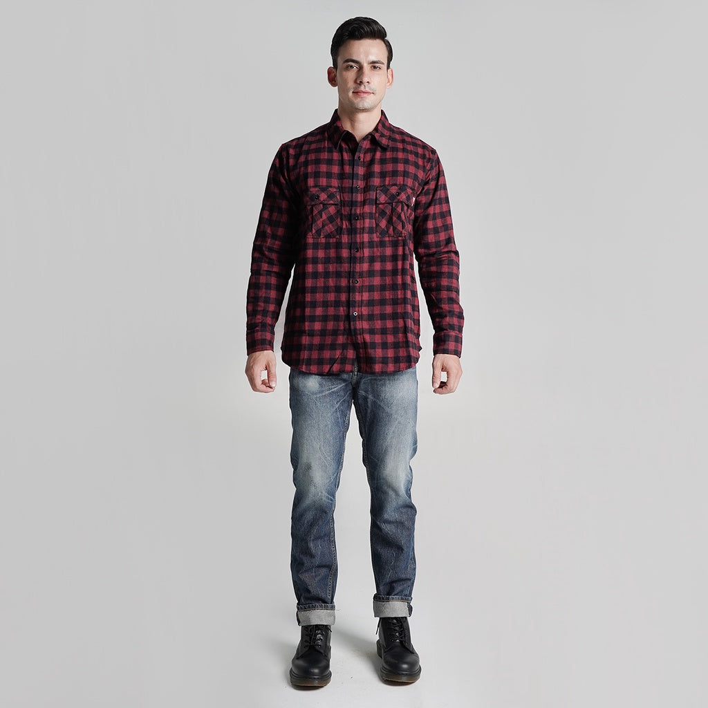 Lee Cooper Flannel Shirt Kyle Maroon