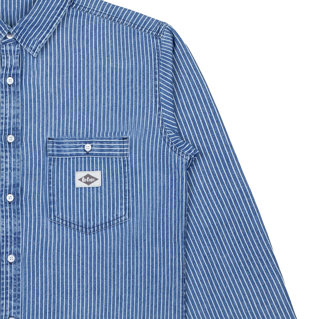 Lee Cooper Long Shirt Stripe Adler Blue Stone
