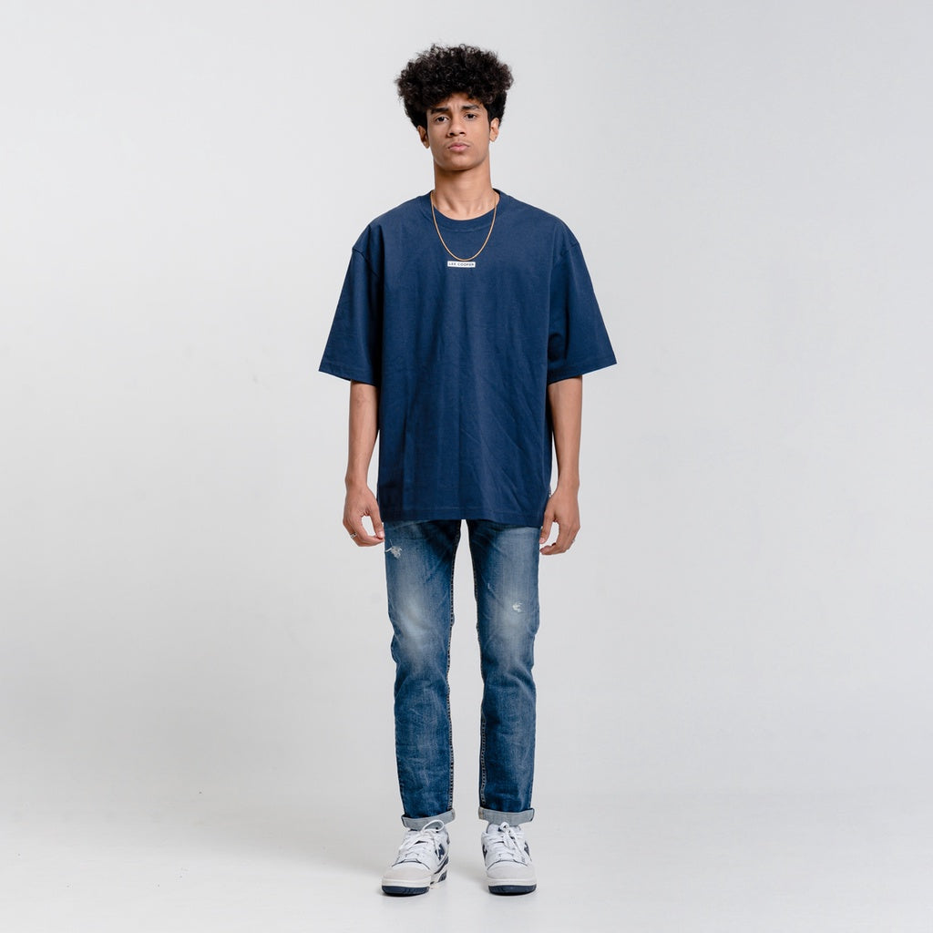 Lee Cooper T-shirt Oversized Box Logo Loose Navy