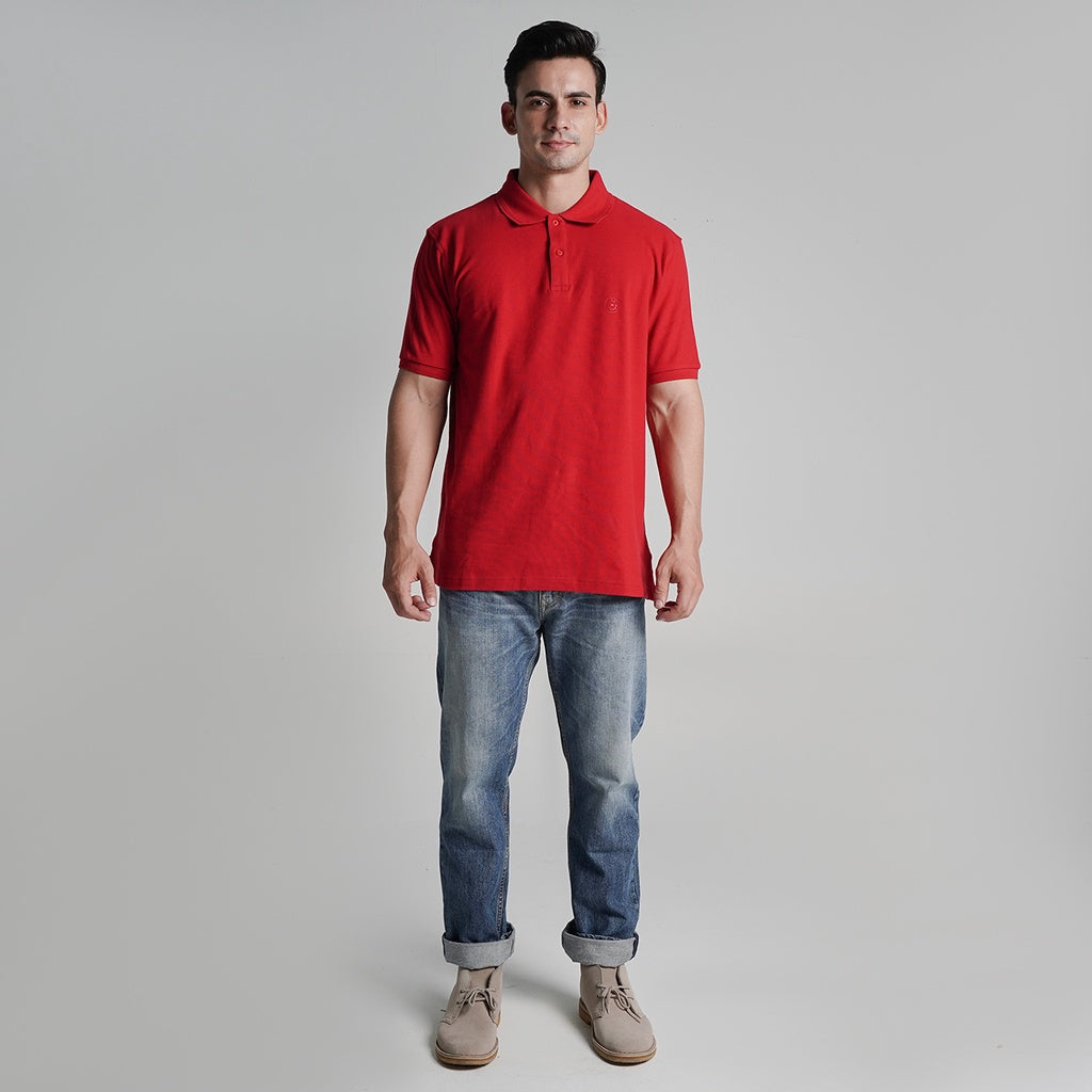 Lee Cooper Polo Shirt Logo Circular Red