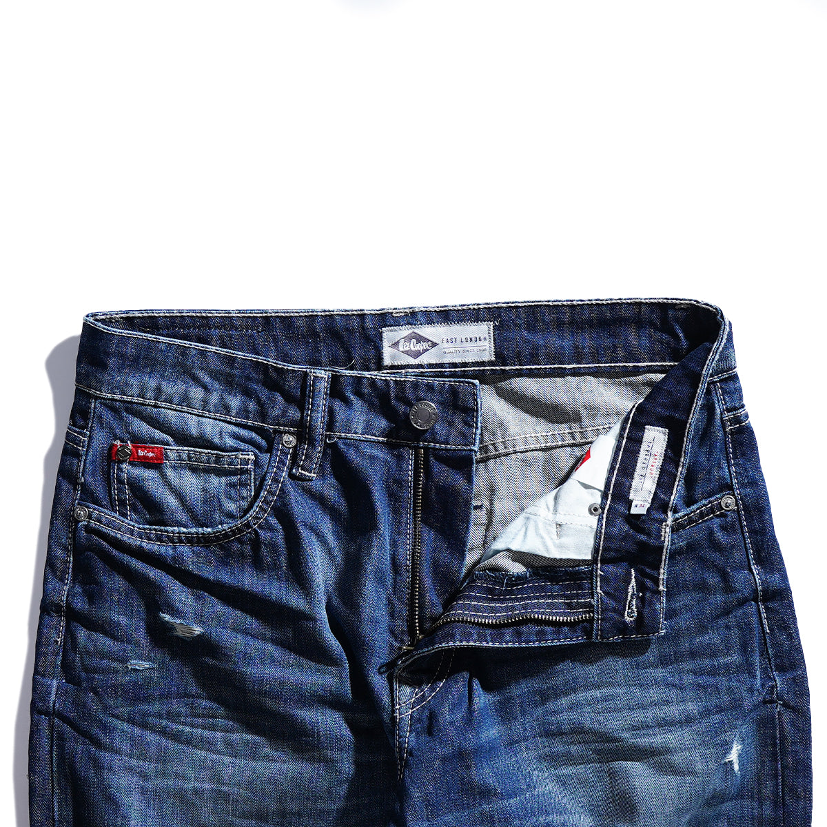 Lee Cooper Tapered Fit Jeans Arthur Repaired Medium Blue