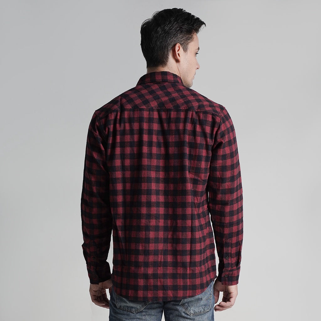 Lee Cooper Flannel Shirt Kyle Maroon