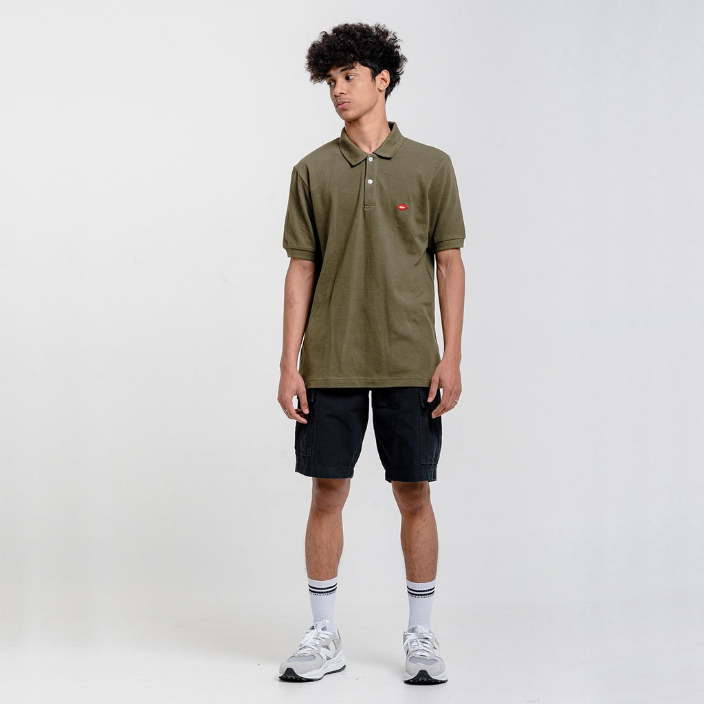 Lee Cooper Polo Shirt Logo Type Olive