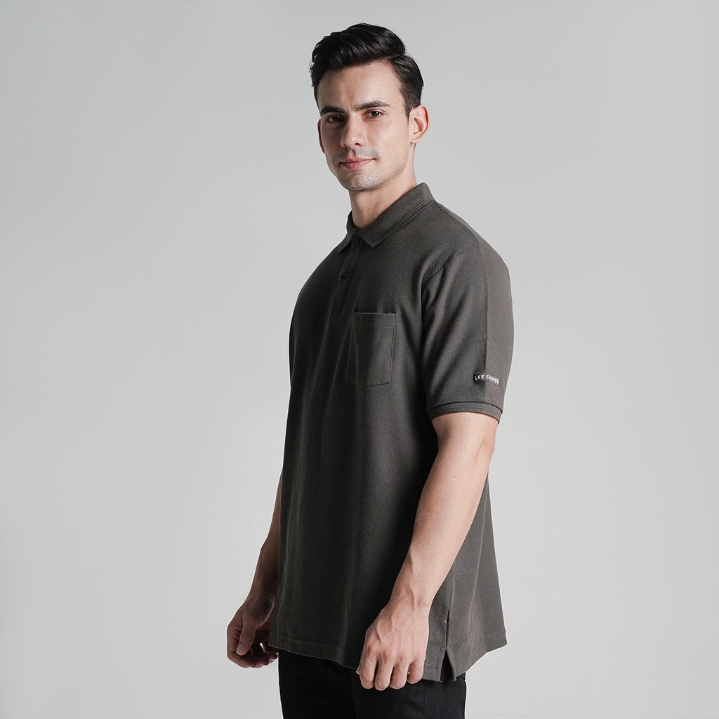Lee Cooper Polo Shirt Pocket Dark Grey