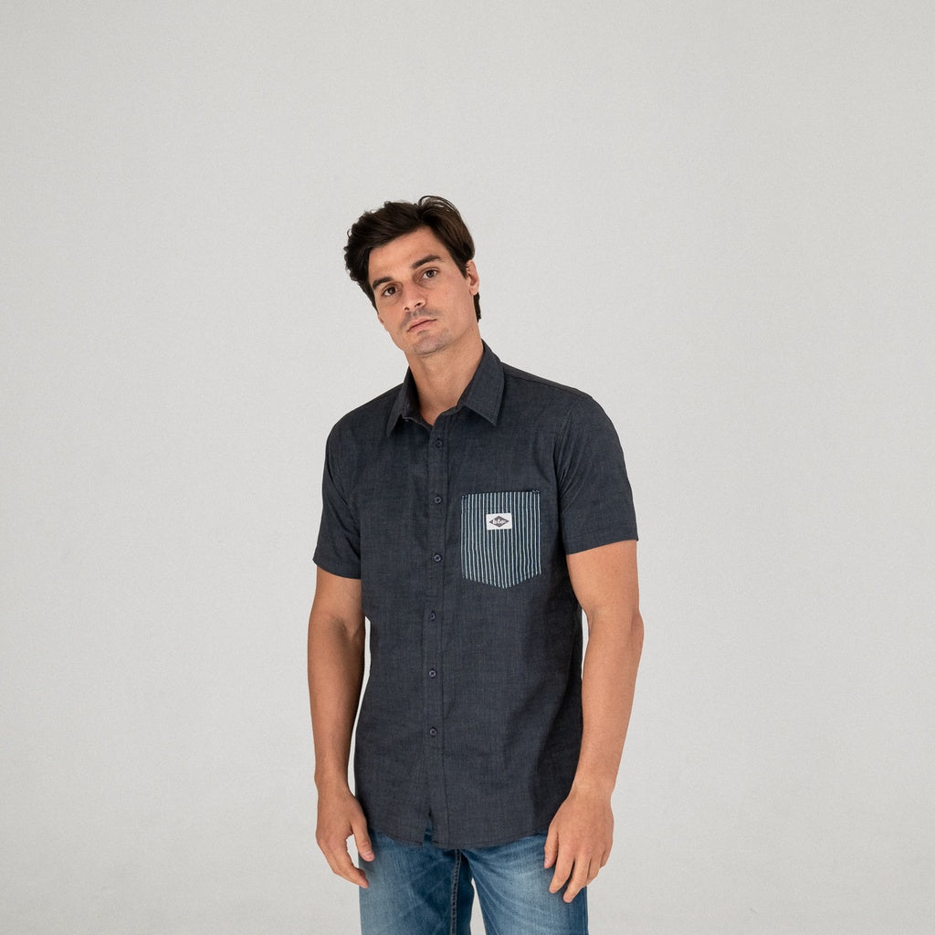 Lee Coper Short Sleeve Stripe Pocket Black