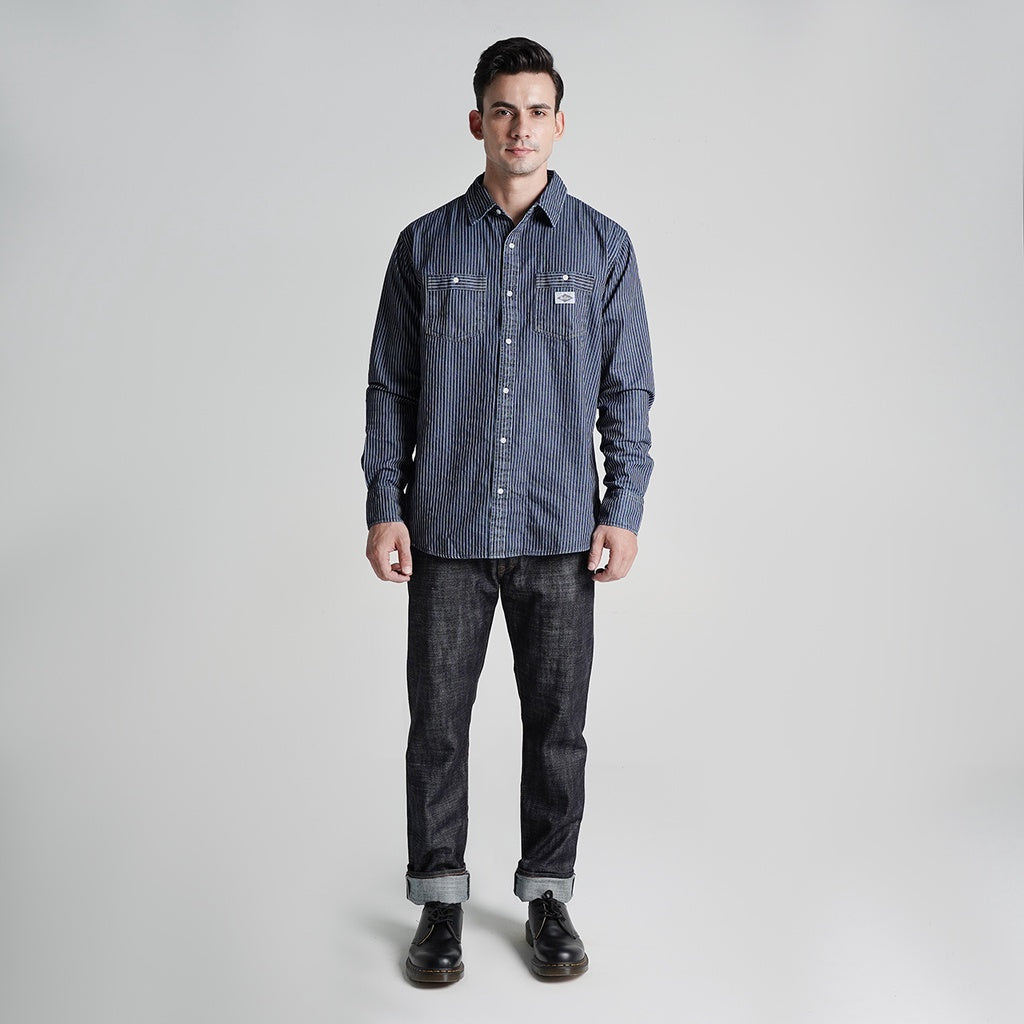 Lee Cooper Long Shirt Stripe Adler Dark Blue Stone