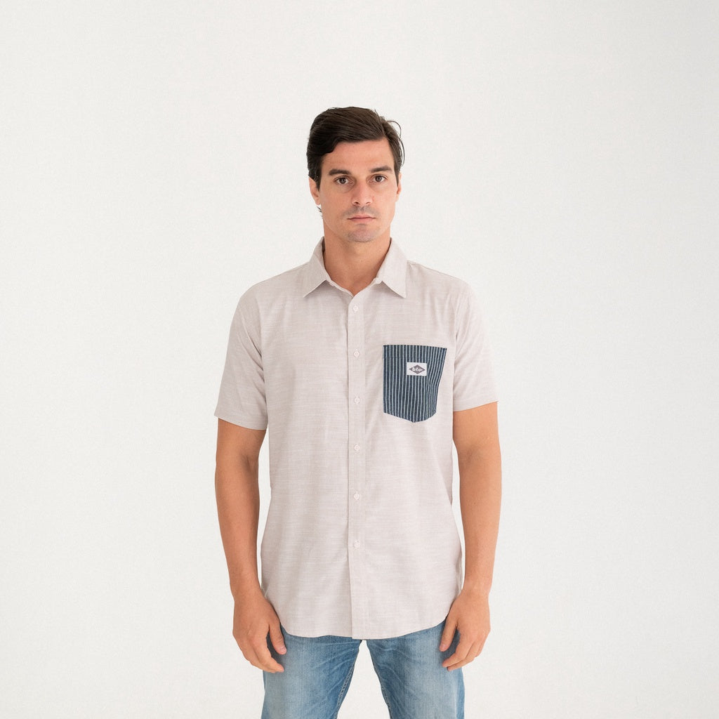 Lee Coper Short Sleeve Stripe Pocket Brown