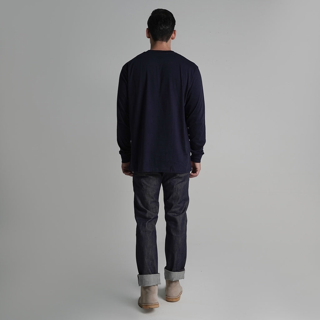 Lee Cooper Longsleeve T-shirt Stripe Pocket Navy