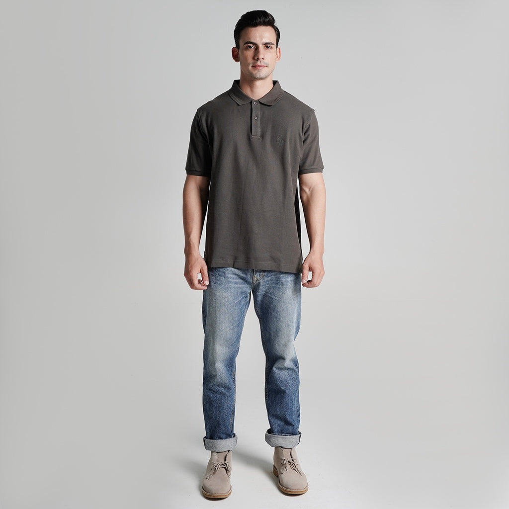 Lee Cooper Polo Shirt Logo Circular Dark Grey