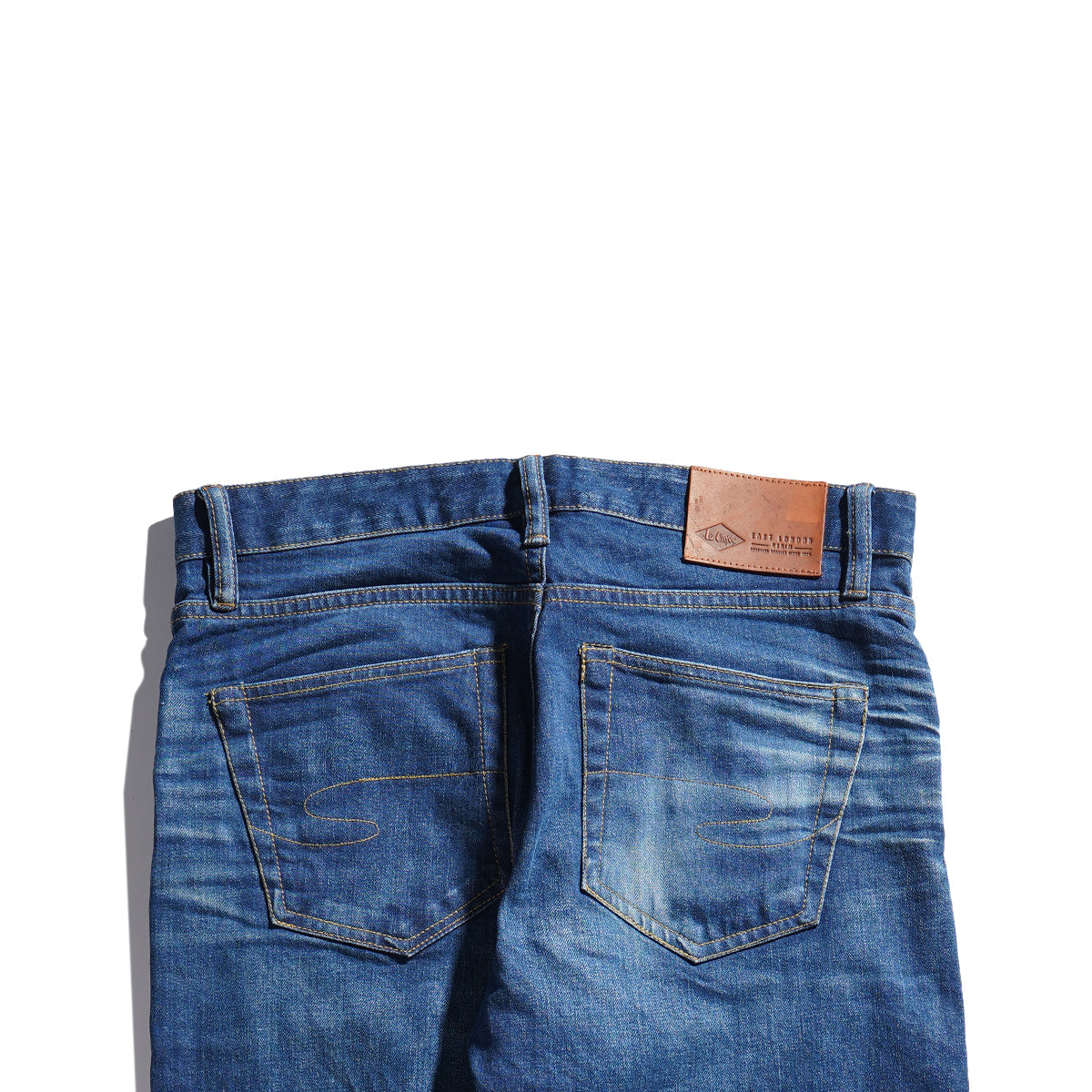 Lee Cooper Tappered Fit Jeans Selvedge Arthur Repaired Medium Blue