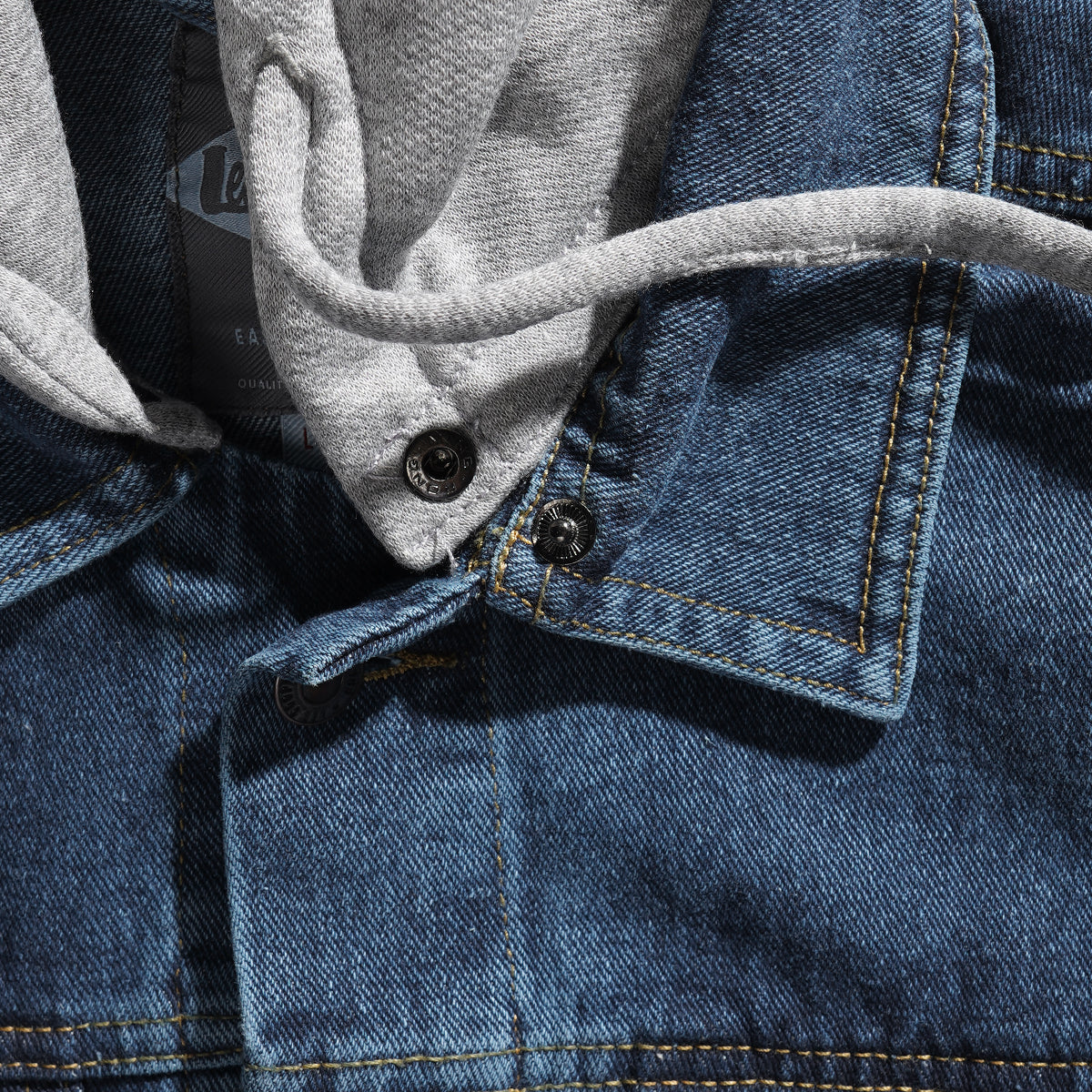 LEE COOPER JACKET TRUCKER HOODIE WORN MEDIUM BLUE