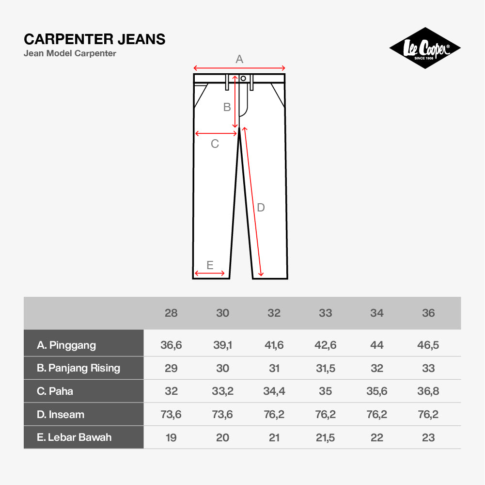 Lee Cooper Straight Fit Long Pants Carpenter Rinse Blue Medium Raw