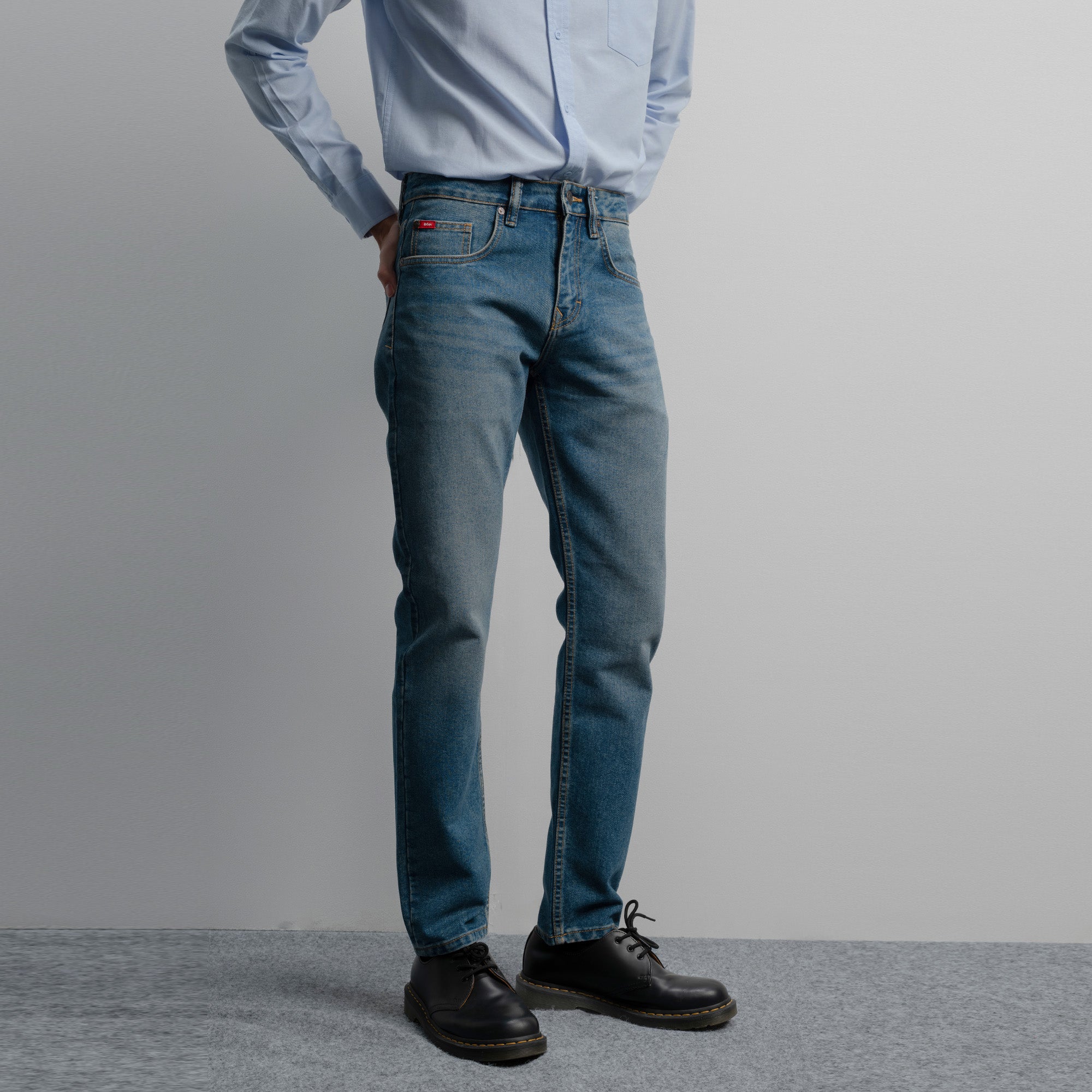 Lee Cooper Tapered Fit Jeans Arthur Worn Medium Blue 23