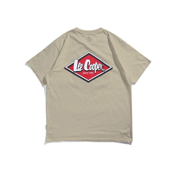 Lee Cooper T-Shirt Red Diamond Logo Block Cream