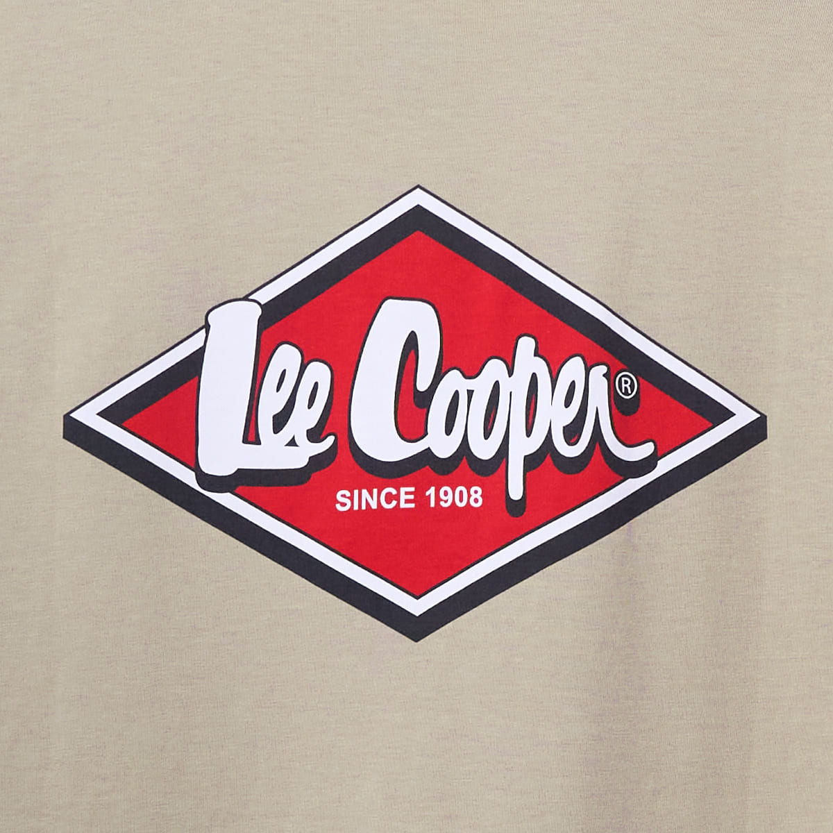Lee Cooper T-Shirt Red Diamond Logo Block Cream