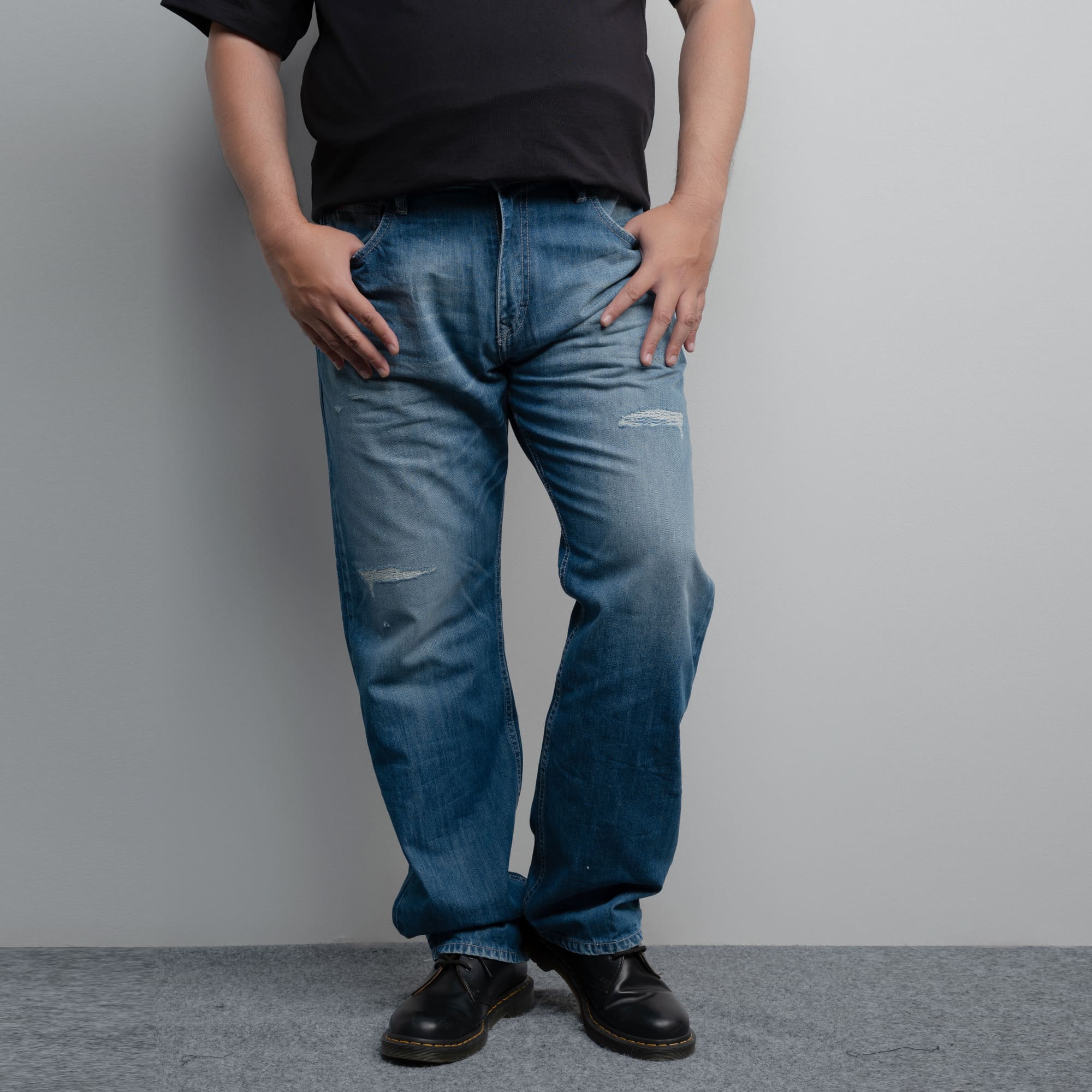 Lee Cooper Tapered Fit Jeans Arthur Repaired Light Blue