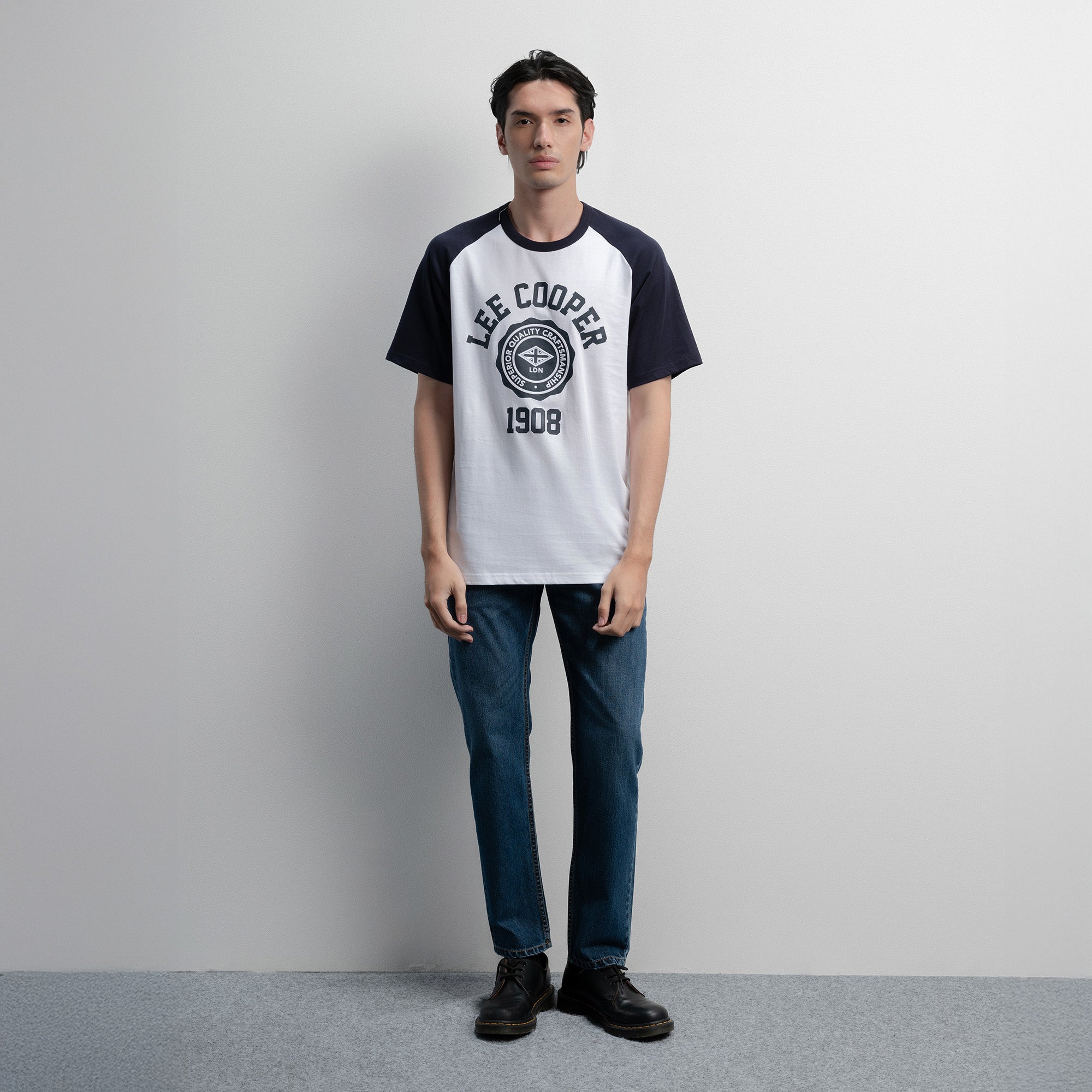 Lee Cooper T-Shirt Varsity Crest Raglan White