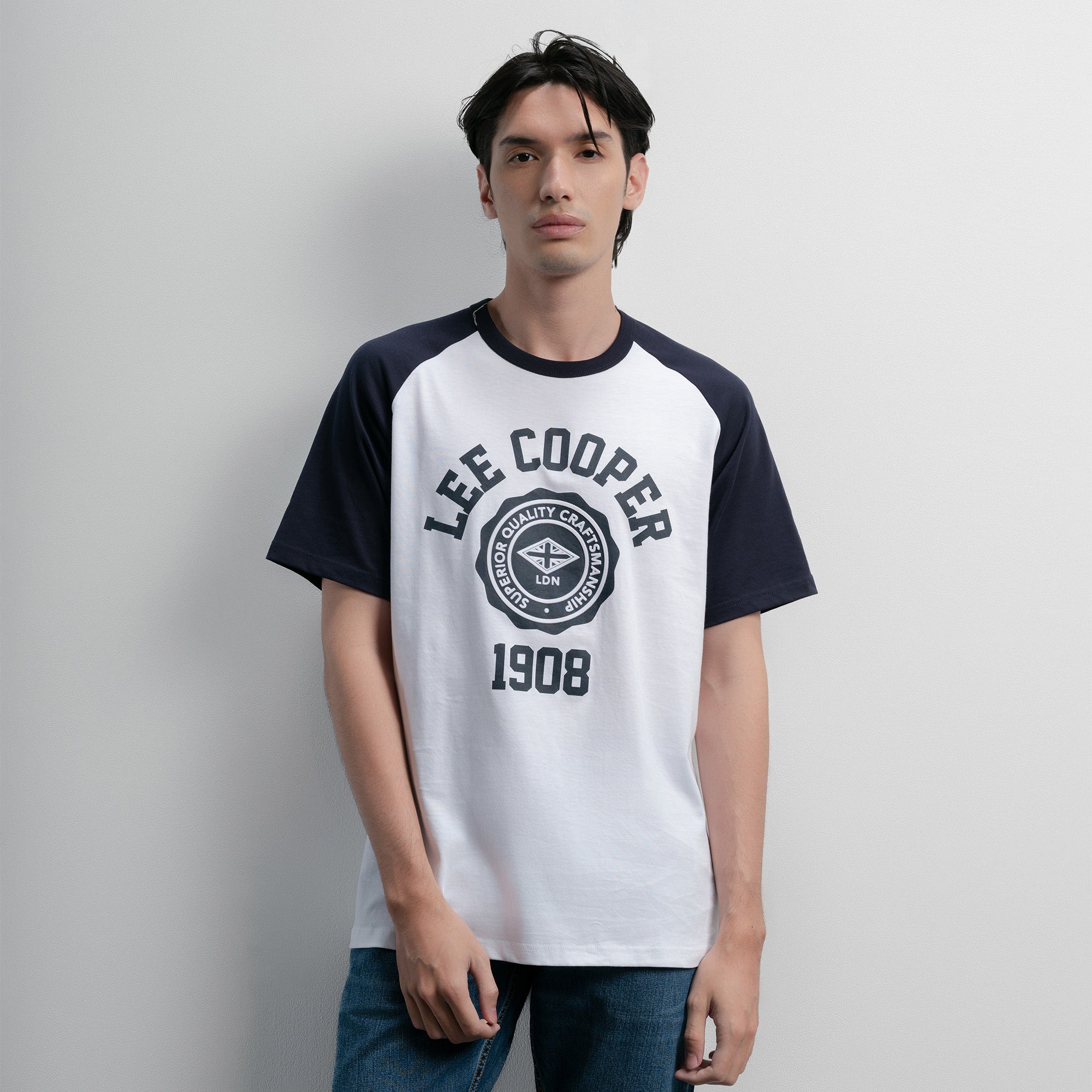 Lee Cooper T-Shirt Varsity Crest Raglan White
