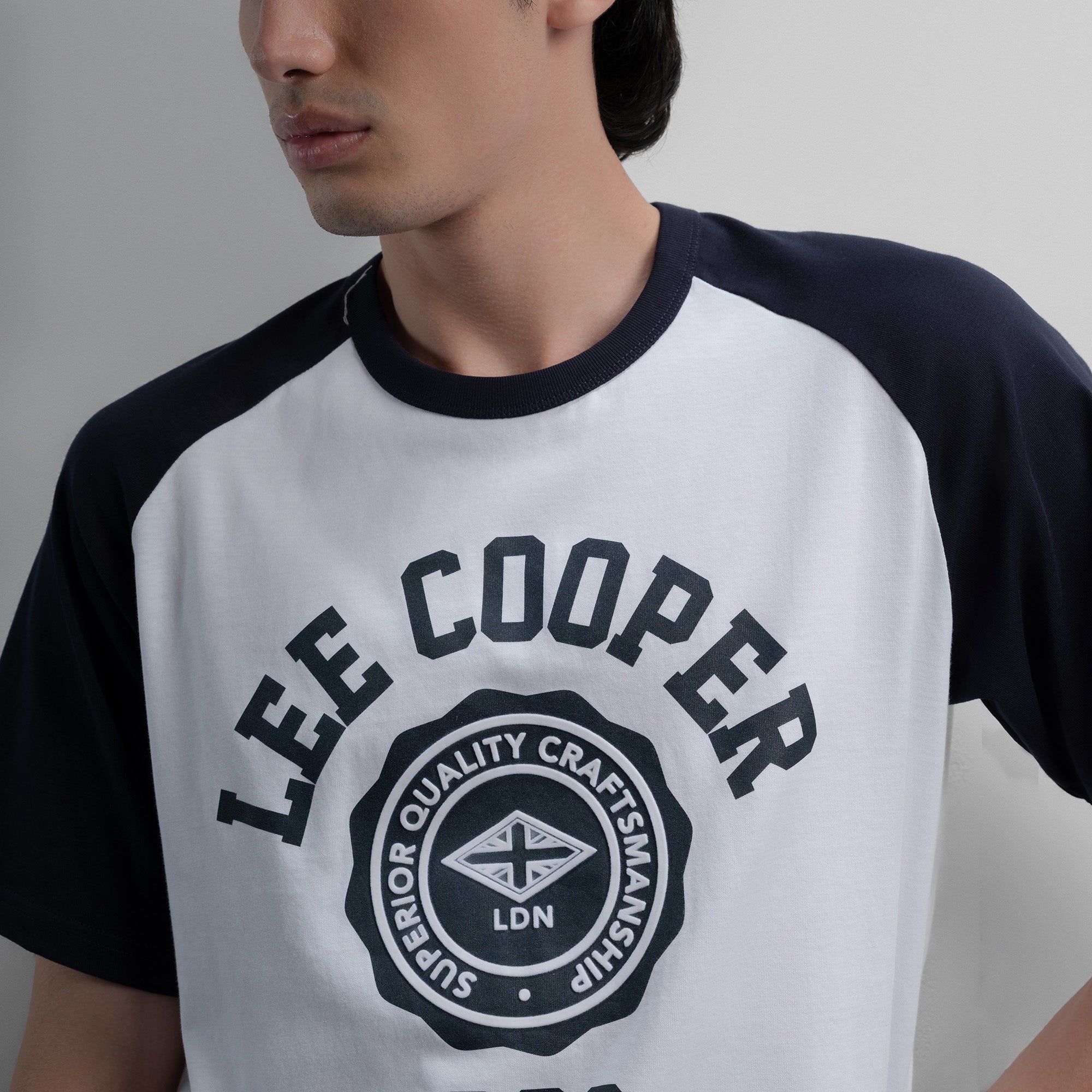 Lee Cooper T-Shirt Varsity Crest Raglan White