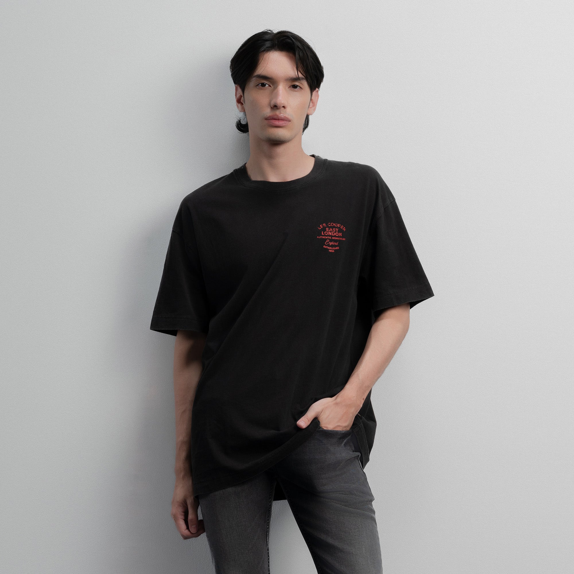 Lee Cooper Oversized T-Shirt Cracking Typography Black