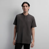 Lee Cooper T-Shirt Henley Buttoned Waffle Dark Grey
