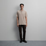 Lee Cooper T-Shirt Henley Buttoned Waffle Cream