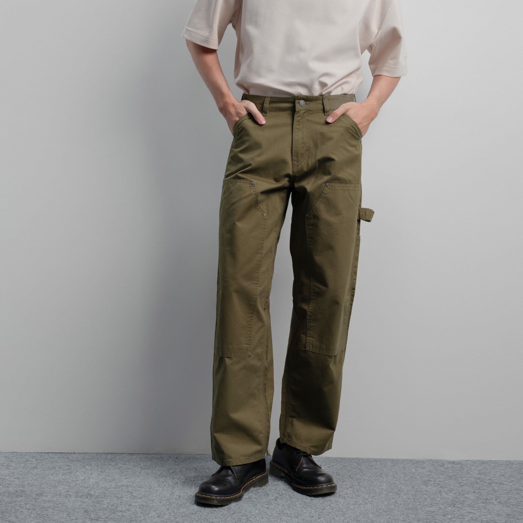 Lee Cooper Long Double Knee Pants Olive